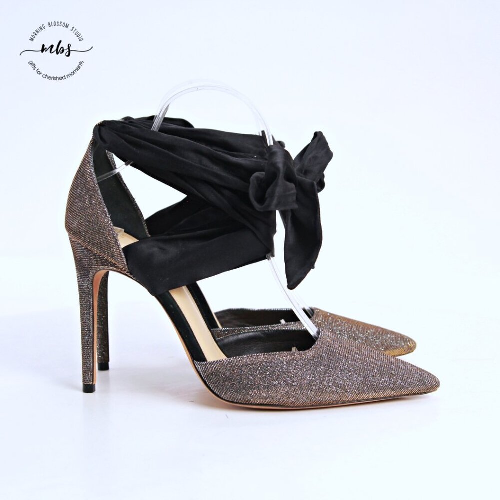Alexandre Birman Amalia Shimmer Stiletto Heels Silver‎ Gold Black Women EU 39.5